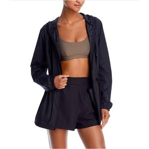 Aqua‎ Cinch Waist Windbreaker Jacket Black Medium